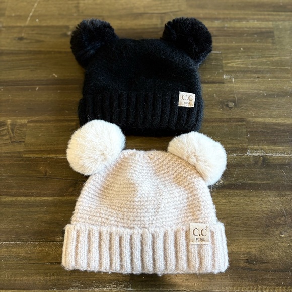 C.C Other - C.C Kids Beanies Winter Hats Ears Cream Tan Black Baby-24M Stretch Warm